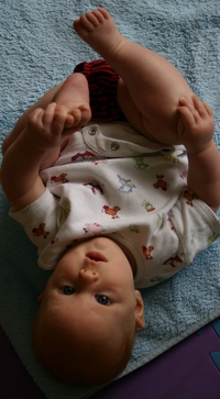 4 months -  wearing pants - stem the flow